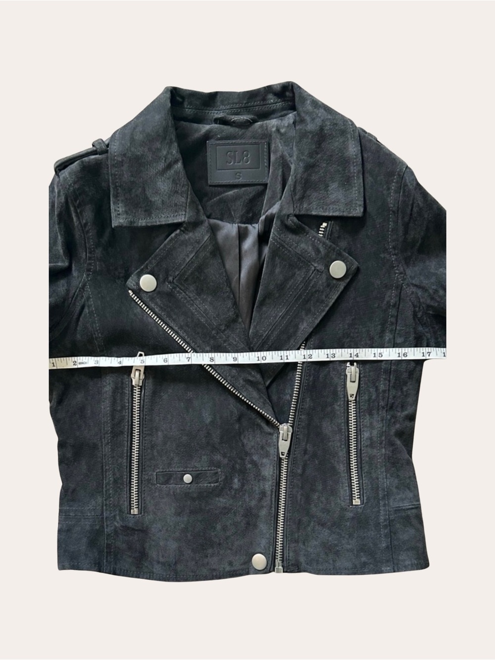 Blank NYC SL8 Charcoal Gray Cropped Suede Moto Jacket Silver Zip Size Small - Picture 4 of 14